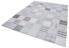 Kirk Yama White Patchwork Cotton Wool Handmade Area Rug 8'0'' x 10'0''
