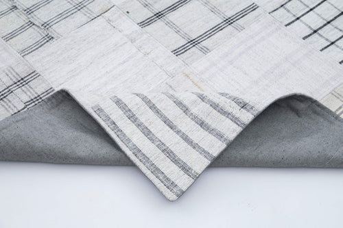 Kirk Yama White Patchwork Cotton Wool Handmade Area Rug 8'0'' x 10'0''