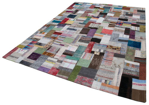 Kirk Yama Grey Patchwork Cotton Wool Handmade Area Rug 8'5'' x 11'6''