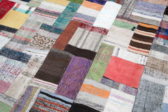 Kirk Yama Grey Patchwork Cotton Wool Handmade Area Rug 8'5'' x 11'6''