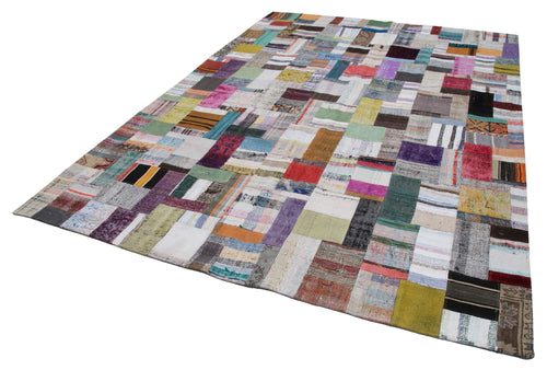 Kirk Yama Grey Patchwork Cotton Wool Handmade Area Rug 8'4'' x 11'5''