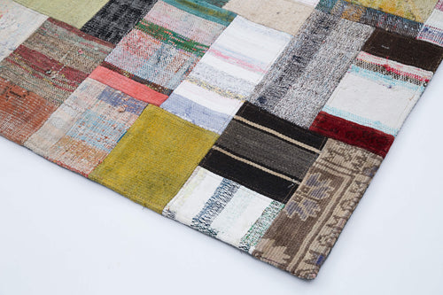 Kirk Yama Grey Patchwork Cotton Wool Handmade Area Rug 8'4'' x 11'5''