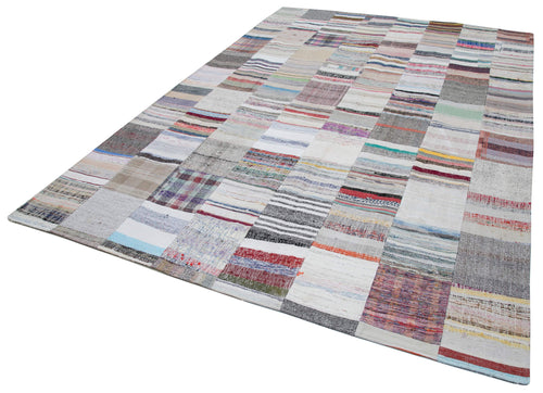 Kirk Yama White Patchwork Cotton Wool Handmade Area Rug 8'2'' x 11'6''