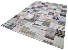 Kirk Yama Grey Patchwork Cotton Wool Handmade Area Rug 8'1'' x 11'7''