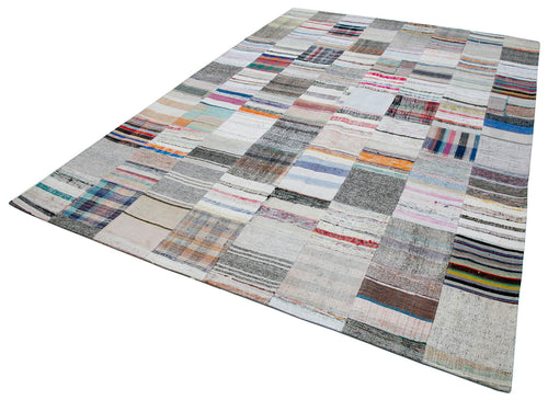 Kirk Yama Grey Patchwork Cotton Wool Handmade Area Rug 8'1'' x 11'7''