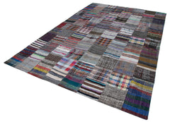 Kirk Yama Grey Patchwork Cotton Wool Handmade Area Rug 7'10'' x 11'9''