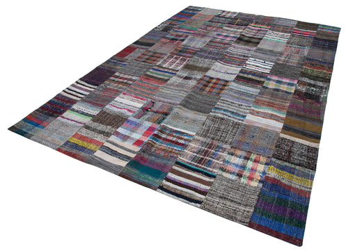 Kirk Yama Grey Patchwork Cotton Wool Handmade Area Rug 7'10'' x 11'9''