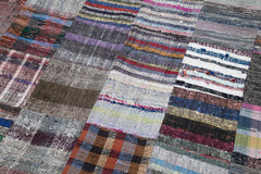 Kirk Yama Grey Patchwork Cotton Wool Handmade Area Rug 7'10'' x 11'9''