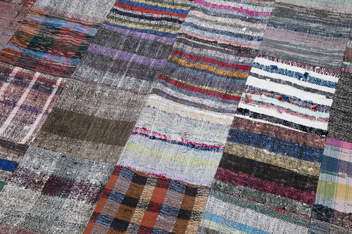 Kirk Yama Grey Patchwork Cotton Wool Handmade Area Rug 7'10'' x 11'9''