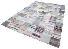 Kirk Yama White Patchwork Cotton Wool Handmade Area Rug 8'2'' x 11'6''