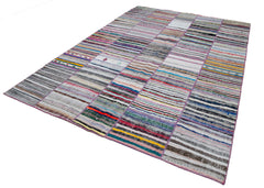 Kirk Yama Grey Patchwork Cotton Wool Handmade Area Rug 7'11'' x 11'6''