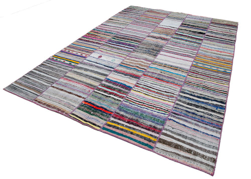 Kirk Yama Grey Patchwork Cotton Wool Handmade Area Rug 7'11'' x 11'6''