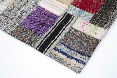 Kirk Yama Grey Patchwork Cotton Wool Handmade Area Rug 8'5'' x 11'6''