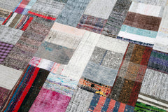 Kirk Yama Grey Patchwork Cotton Wool Handmade Area Rug 8'5'' x 11'6''