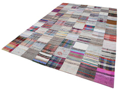 Kirk Yama White Patchwork Cotton Wool Handmade Area Rug 7'10'' x 11'9''