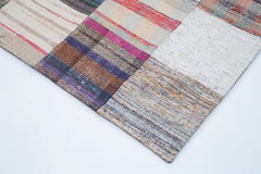 Handmade Area Rug - Grey Patchwork Cotton Wool Vintage Turkish Carpet 7'11''x11'9''