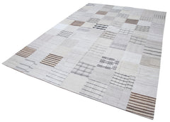 Handmade Area Rug – Kirk Yama White Patchwork Cotton Wool Carpet 8'2''x11'5''