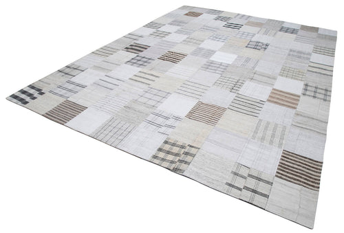 Kirk Yama White Patchwork Cotton Wool Handmade Area Rug 9'11'' x 13'1''