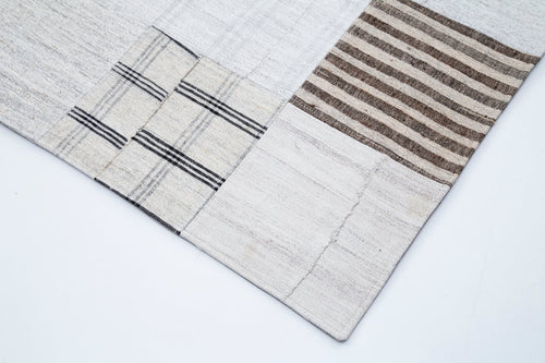 Kirk Yama White Patchwork Cotton Wool Handmade Area Rug 9'11'' x 13'1''