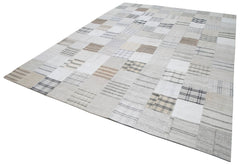 Kirk Yama Beige Patchwork Cotton Wool Handmade Area Rug 9'11'' x 12'11''