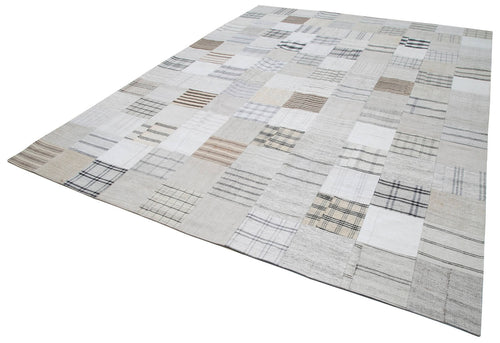 Kirk Yama Beige Patchwork Cotton Wool Handmade Area Rug 9'11'' x 12'11''
