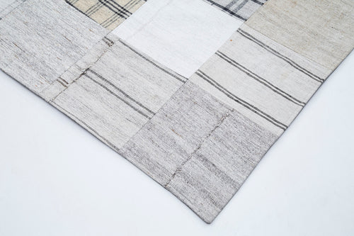 Kirk Yama Beige Patchwork Cotton Wool Handmade Area Rug 9'11'' x 12'11''