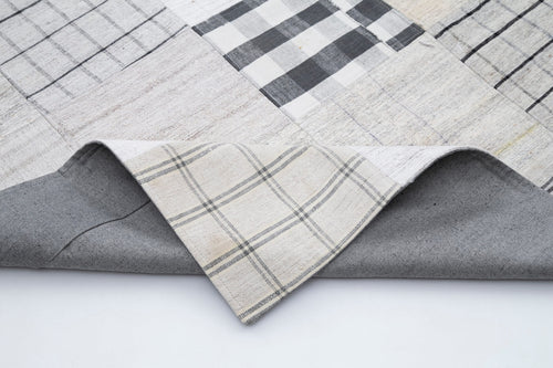 Kirk Yama Beige Patchwork Cotton Wool Handmade Area Rug 9'11'' x 12'11''