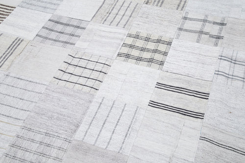 Kirk Yama Beige Patchwork Cotton Wool Handmade Area Rug 9'11'' x 13'4''