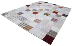 Kirk Yama Grey Patchwork Cotton Wool Handmade Area Rug 9'11'' x 13'1''