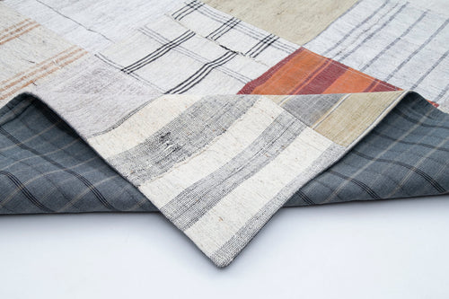 Kirk Yama Grey Patchwork Cotton Wool Handmade Area Rug 9'11'' x 13'1''