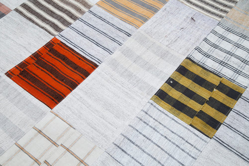 Kirk Yama Grey Patchwork Cotton Wool Handmade Area Rug 9'11'' x 13'1''