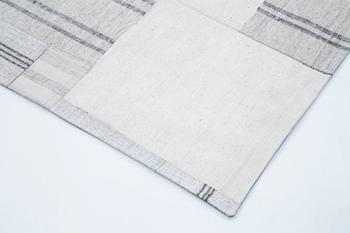 Handmade Area Rug - Beige Patchwork Turkish Wool Cotton Carpet 6'9''x10'