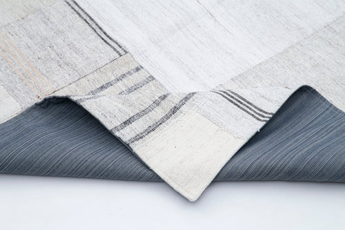 Handmade Area Rug - Beige Patchwork Turkish Wool Cotton Carpet 6'9''x10'