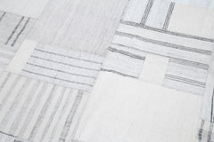 Handmade Area Rug - Beige Patchwork Turkish Wool Cotton Carpet 6'9''x10'