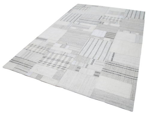 Handmade Area Rug – Beige Patchwork Cotton Wool 6x10 Foot Durable Carpet