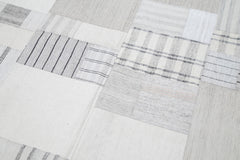 Handmade Area Rug - Beige Patchwork Cotton Wool Rug 6x10 Feet | Agacan