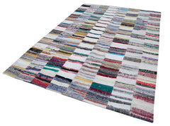 Handmade Area Rug – Kirk Yama Grey Patchwork Cotton Wool Carpet 6'10''x9'11''