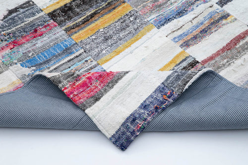Handmade Area Rug – Kirk Yama Grey Patchwork Cotton Wool Carpet 6'10''x9'11''