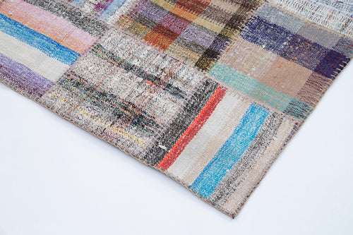 Kirk Yama Grey Patchwork Cotton Wool Handmade Area Rug 6'9'' x 9'9''