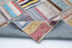 Kirk Yama Grey Patchwork Cotton Wool Handmade Area Rug 6'9'' x 9'9''