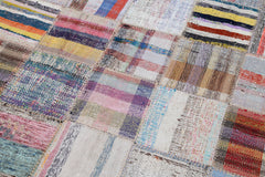 Kirk Yama Grey Patchwork Cotton Wool Handmade Area Rug 6'9'' x 9'9''