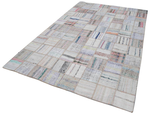 Kirk Yama Beige Patchwork Cotton Wool Handmade Area Rug 6'5'' x 9'8''