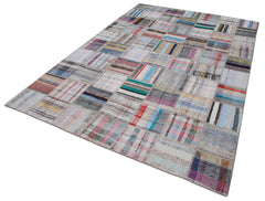 Kirk Yama Grey Patchwork Cotton Wool Handmade Area Rug 6'9'' x 9'9''