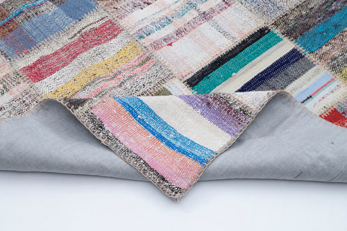 Kirk Yama Grey Patchwork Cotton Wool Handmade Area Rug 6'9'' x 9'9''