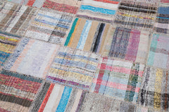Kirk Yama Grey Patchwork Cotton Wool Handmade Area Rug 6'9'' x 9'9''