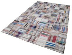 Kirk Yama Grey Patchwork Cotton Wool Handmade Area Rug 6'5'' x 9'9''