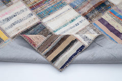Kirk Yama Grey Patchwork Cotton Wool Handmade Area Rug 6'5'' x 9'9''