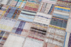 Kirk Yama Grey Patchwork Cotton Wool Handmade Area Rug 6'5'' x 9'9''