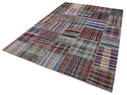 Kirk Yama Grey Patchwork Cotton Wool Handmade Area Rug 7'5'' x 10'2''