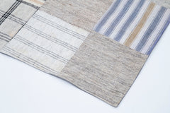 Handmade Area Rug - Kirk Yama White Patchwork Cotton Wool Carpet 8'2''x11'3''